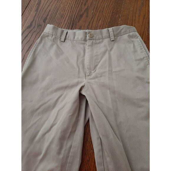 30x32 IZOD American Chino Khaki Tan Cotton High Rise Pants with Pockets - Picture 2 of 4